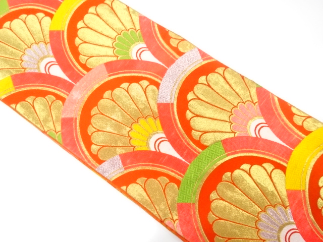 JAPANESE KIMONO / ANTIQUE OBI FOR KIDS / WOVEN KIKU & SEIGAIHA